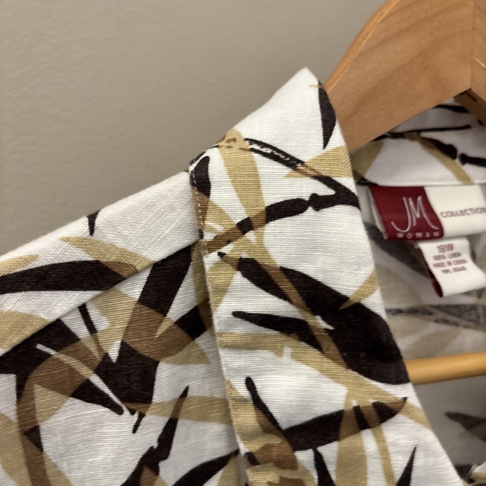 JM COLLECTION Women's Linen 3/4 Sleeve Blouse Leaves Multicolor Size 18W Plus - Picture 4 of 15